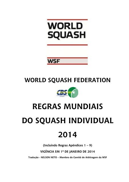 Regras SQUASH EM Portugues 2104