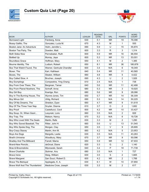 Custom Quiz List - Bartlesville Public Schools