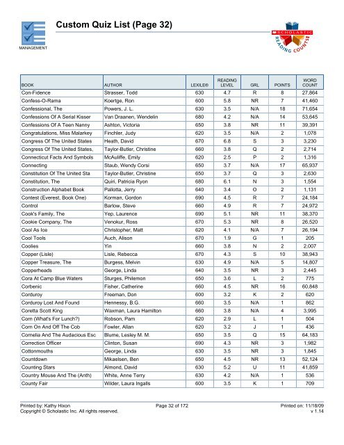 Custom Quiz List - Bartlesville Public Schools