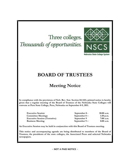 BOARD OF TRUSTEES Meeting Notice - Nebraska State College ...