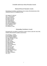 Twentieth Anniversary Ozone Protection Awards Montreal Protocol ...