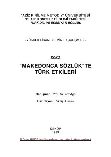 "MAKEDONCA SÖZLÜK"TE TÜRK ETKİLERİ Danışman - turuz.info
