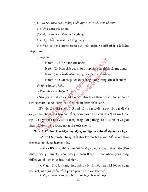 PHÁT TRIỂN NĂNG LỰC VẬN DỤNG KIẾN THỨC CHO HỌC SINH THÔNG QUA DẠY HỌC TÍCH HỢP CHƯƠNG 6, 7 PHẦN KIM LOẠI - HOÁ HỌC LỚP 12