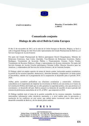 P R E S S ES Comunicado conjunto Dialogo de alto nivel ... - Europa