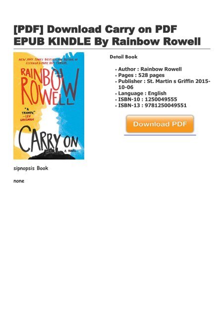 Carry On Rainbow Rowell Pdf