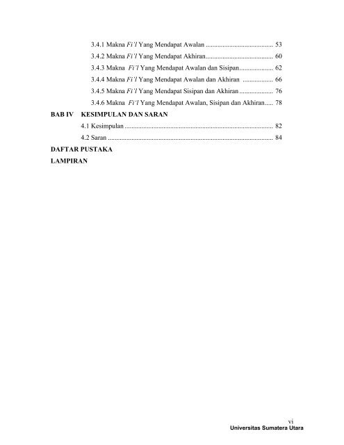 analisis morfologis fi'l - USU Institutional Repository - Universitas ...