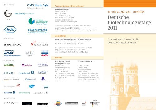 Deutsche Biotechnologietage 2011 - BioM - Die Biotech Cluster ...