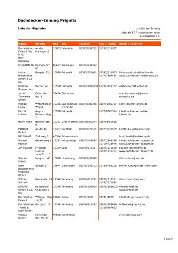 Liste als PDF downloaden oder ausdrucken