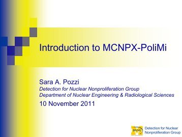 Title: "Introduction to MCNPX-PoliMi " - Oak Ridge National Laboratory