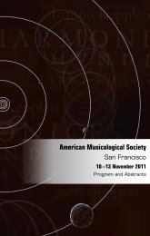 Program & Abstracts - American Musicological Society