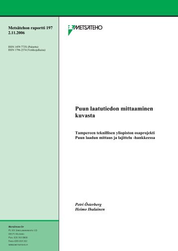 Puun laatutiedon mittaaminen kuvasta - Metsäteho Oy