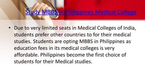 Study MBBS in Philippines Medical College