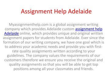 Assignment Help Adelaide