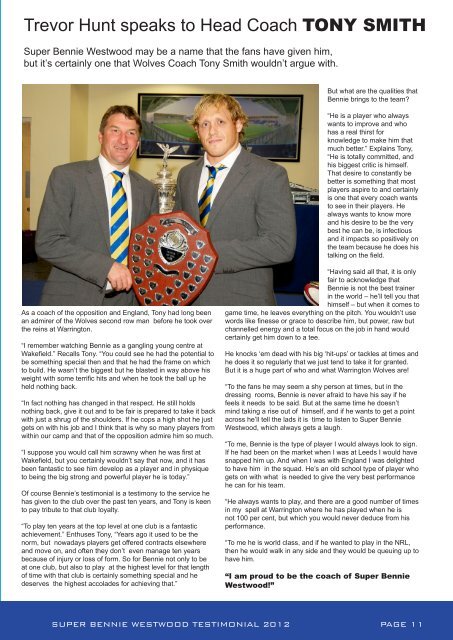 2013 Super Bennie Westwood Testimonial Brochure 