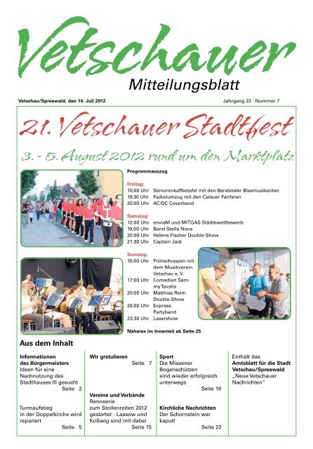 Mitteilungsblatt - Vetschau/Spreewald - Stadt mit Energie