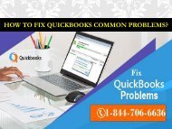 Contact for 1844-706-6636 to Fix QuickBooks Common Problems