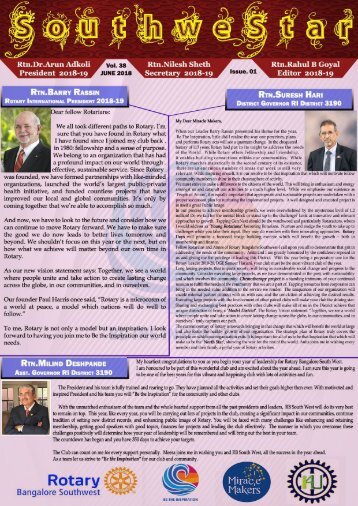 Rotary Bangalore Southwest_Bulletin_June 2018