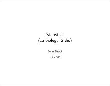 Statistika (za biologe, 2.dio) - Pmf