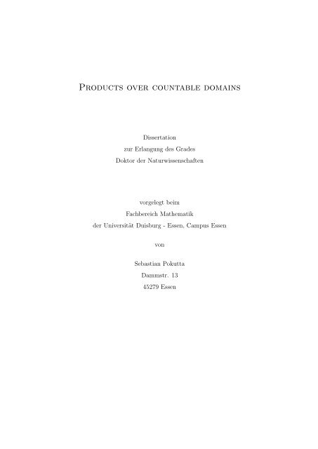 Products over countable domains - of Sebastian Pokutta