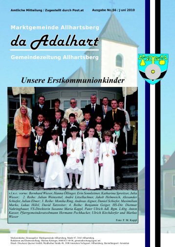 Unsere Erstkommunionkinder - Marktgemeinde Allhartsberg