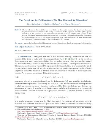 The Forced van der Pol Equation I: The Slow Flow ... - SIAM Journals