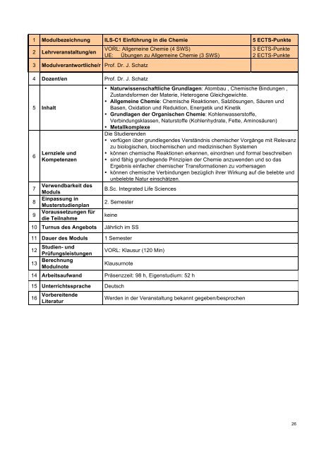 B. Sc. - Integrated Life Science