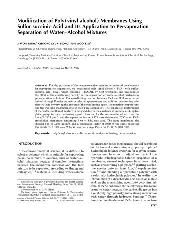 Modification of poly(vinyl alcohol) membranes using ... - OVSCLUB