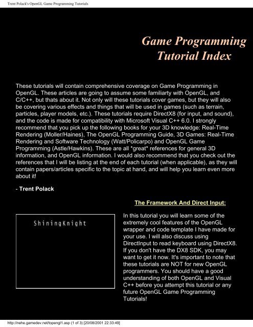 Trent Polack's OpenGL Game Programming Tutorials