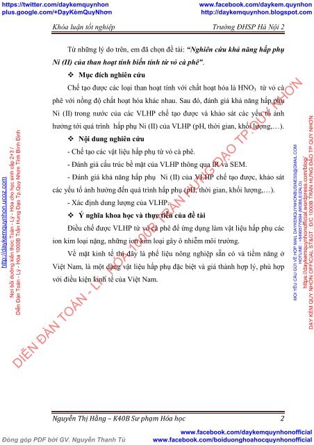 Nghiên cứu khả năng hấp phụ Ni(II) của than cacbon hóa & than hoạt tính biến tính từ vỏ cà phê (2018)