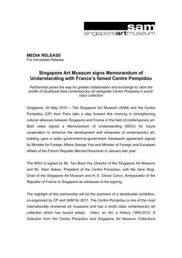 Singapore Art Museum signs Memorandum of Understanding with ...