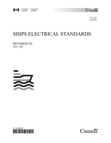 SHIPS ELECTRICAL STANDARDS - Transport Canada