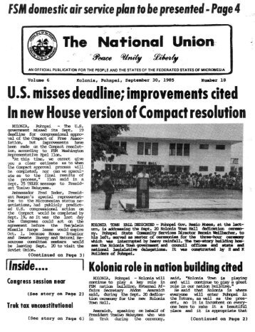 US misses deadline - College of Micronesia - FSM