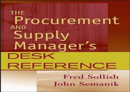 [+]The best book of the month The Procurement and Supply Manager s Desk Reference  [FREE] 