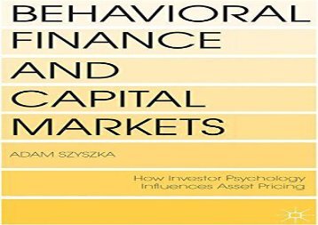 [+]The best book of the month Behavioral Finance and Capital Markets: How Psychology Influences Investors and Corporations  [READ] 