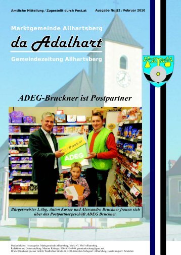 ADEG-Bruckner ist Postpartner - Marktgemeinde Allhartsberg