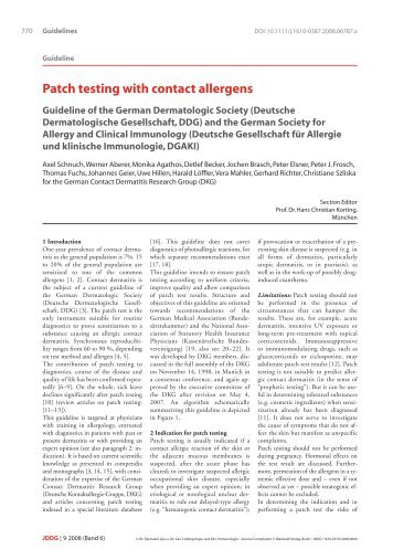 Patch testing with contact allergens - Deutsche Kontaktallergie ...