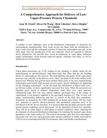 A Comprehensive Approach for Delivery of Low- Vapor-Pressure ...