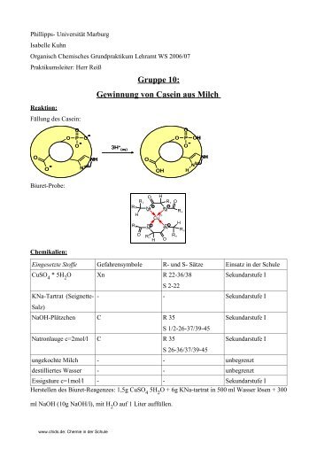 Gruppe 10: Gewinnung von Casein aus Milch - ChidS