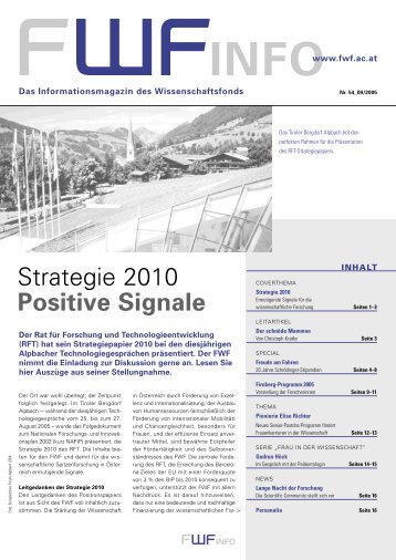 Strategie 2010 Positive Signale - FWF