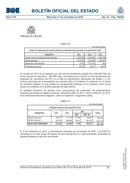 Tribunal de Cuentas :Informe fiscalización infraestructuras ferroviarias 2011-2013