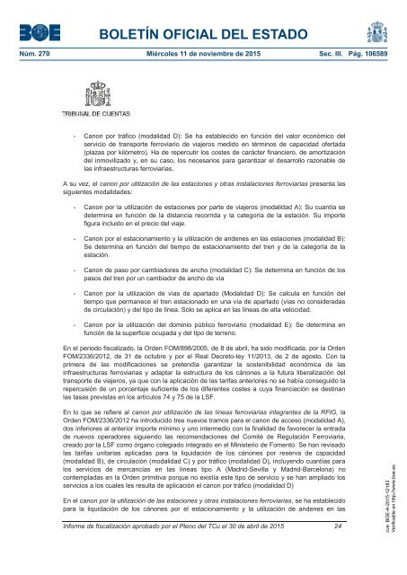 Tribunal de Cuentas :Informe fiscalización infraestructuras ferroviarias 2011-2013