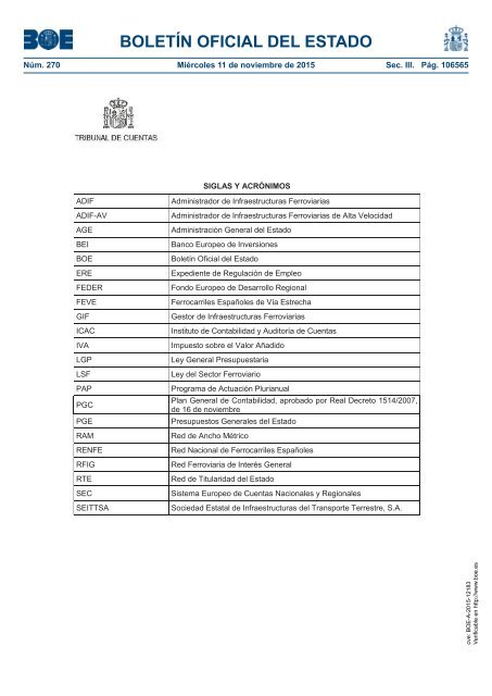 Tribunal de Cuentas :Informe fiscalización infraestructuras ferroviarias 2011-2013