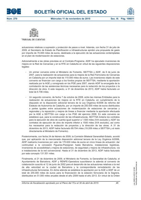 Tribunal de Cuentas :Informe fiscalización infraestructuras ferroviarias 2011-2013