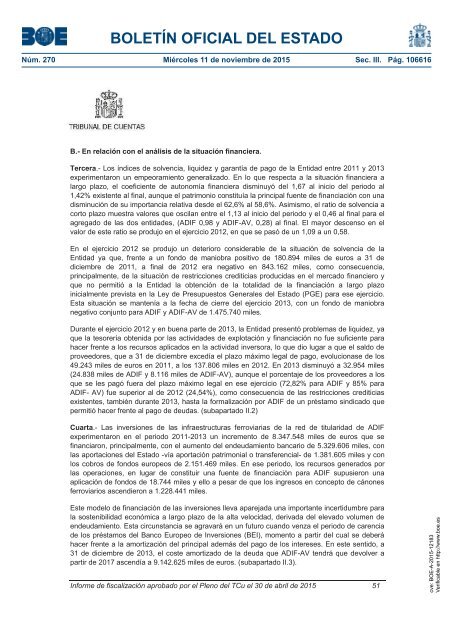 Tribunal de Cuentas :Informe fiscalización infraestructuras ferroviarias 2011-2013