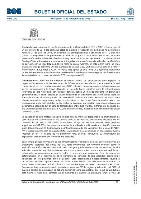 Tribunal de Cuentas :Informe fiscalización infraestructuras ferroviarias 2011-2013