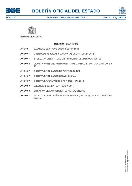 Tribunal de Cuentas :Informe fiscalización infraestructuras ferroviarias 2011-2013