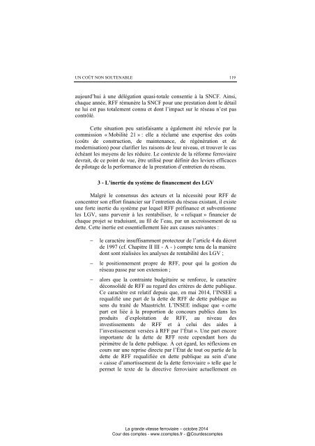 Cour de Comptes: Rapport "La Grande Vitesse Ferroviaire: Un modèle porté au-delà de sa pertinence