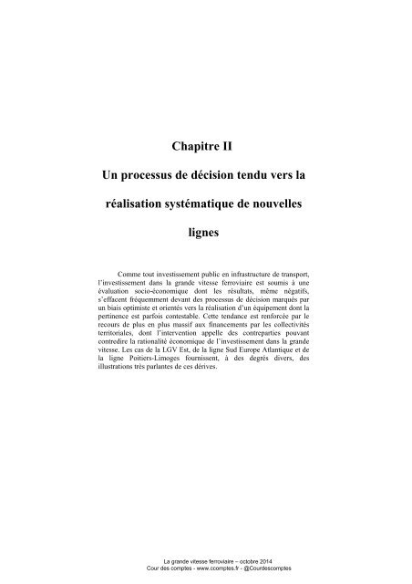 Cour de Comptes: Rapport "La Grande Vitesse Ferroviaire: Un modèle porté au-delà de sa pertinence