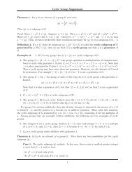 Cyclic Group Supplement Theorem 1. Let g be an element of a ...