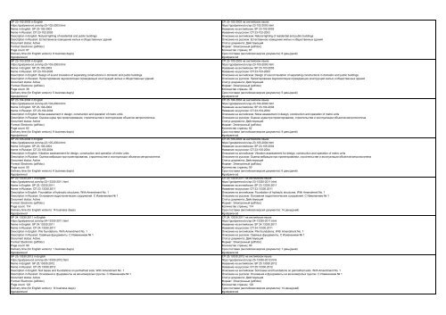 All SP standards, set of rules, code of practice, construction standards, construction regulations and sanitary rules of the Russian Federation in English